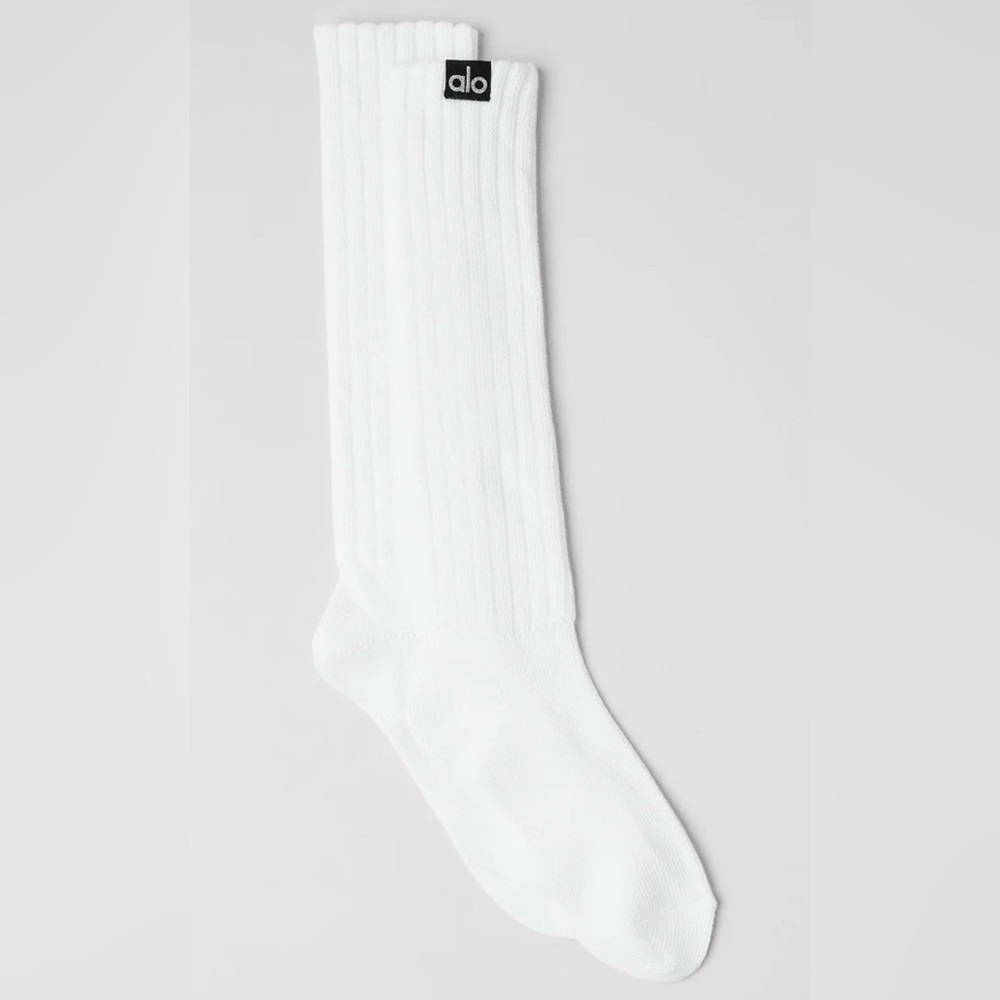 Alo Yoga Unisex Scrunch Socks | White | Size M | NWT | Authentic